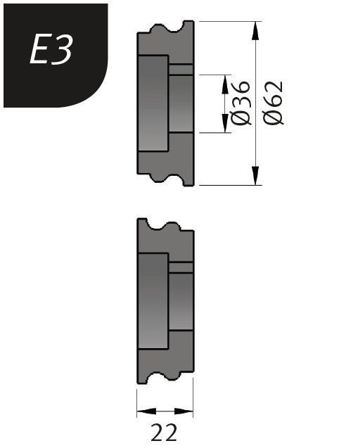 Biegerollen E3 - Ø 62 x 36 x 22 mm für SBM 140-12 / E