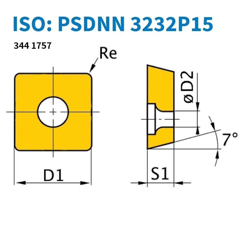 HM-TiN Wendeschneidplatte PSDNN3232P15 / 5 St