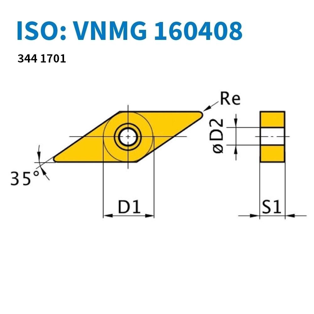 HM-TiN Wendeschneidplatte VNMG160408 / 5 St