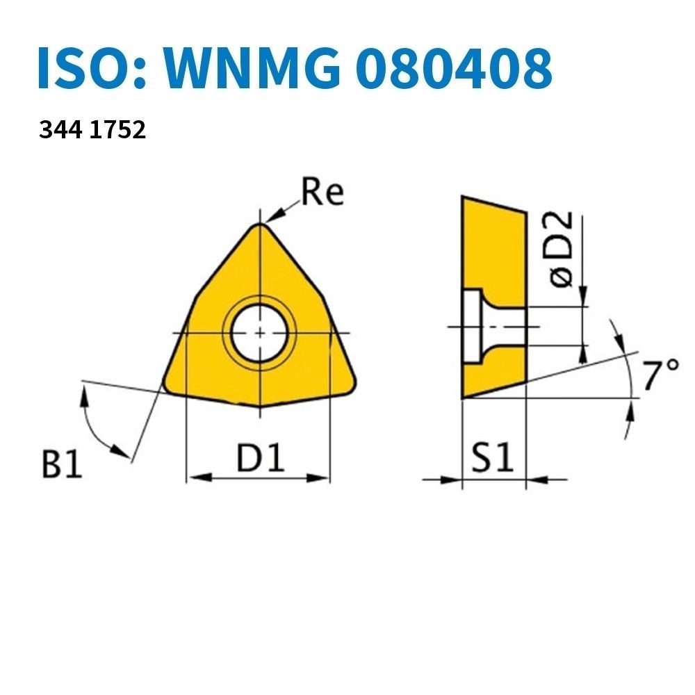 HM-TiN Wendeschneidplatte WNMG080408 / 5 St
