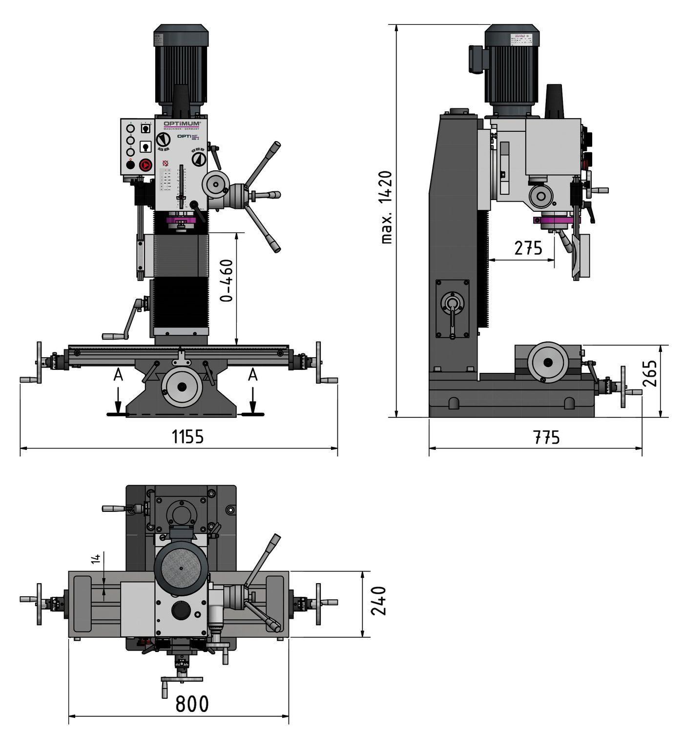 OPTIMUM Bohr-Fräsmaschine MB 4 | Set PLUS