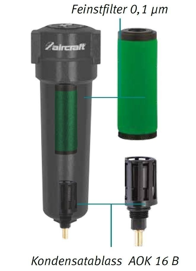 AIRCRAFT Druckluft-Feinstfilter ASF 0078 - 0,1 µm - 1/2" | 1300 l/min