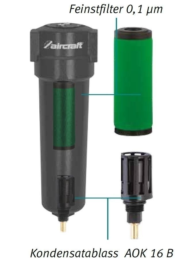 AIRCRAFT Druckluft-Feinstfilter ASF 0198 - 0,1 µm - 1" | 3280 l/min