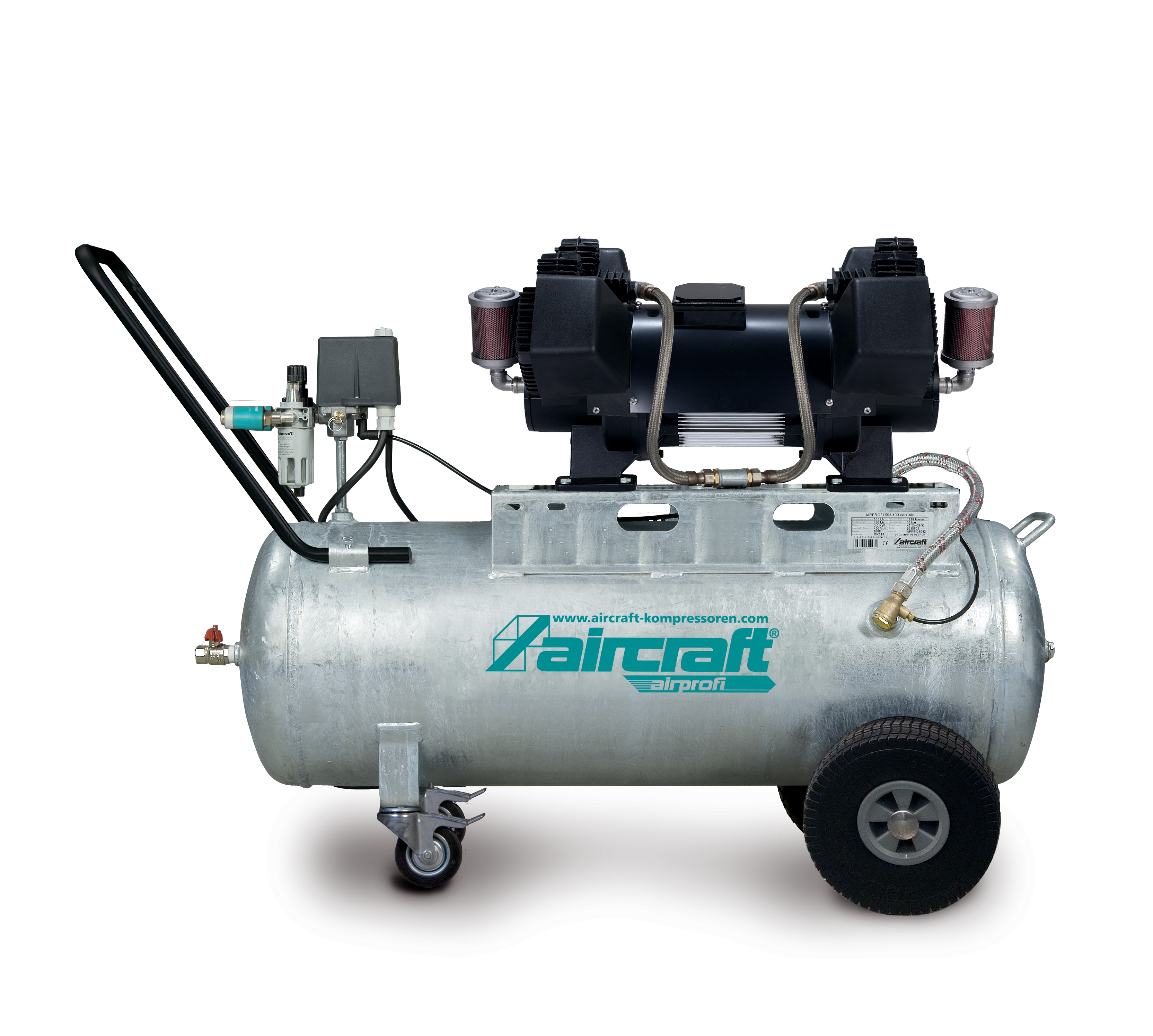 AIRCRAFT Fahrbarer Kompressor AIRPROFI 600/100 OF PRO | Ölfrei & Leise