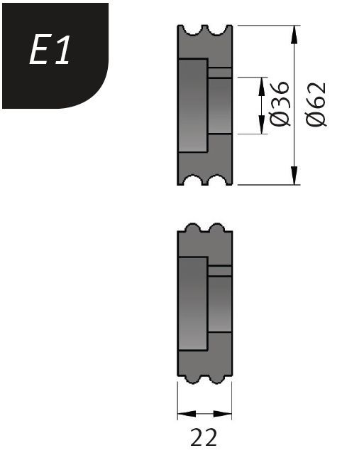 Biegerollen E1 - Ø 62 x 36 x 22 mm für SBM 140-12 / E