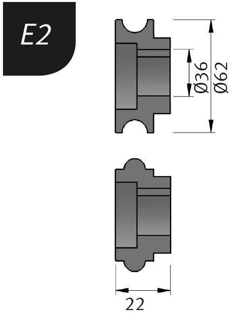 Biegerollen E2 - Ø 62 x 36 x 22 mm für SBM 140-12 / E