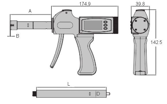 Digitale Pistolen-Dreipunkt-Innenmessschraube 20-50 mm | Bluetooth