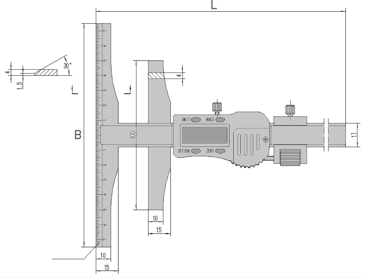 Digitaler Anreiß-Messschieber 0-150 x 100 mm | 0,01 mm RB5