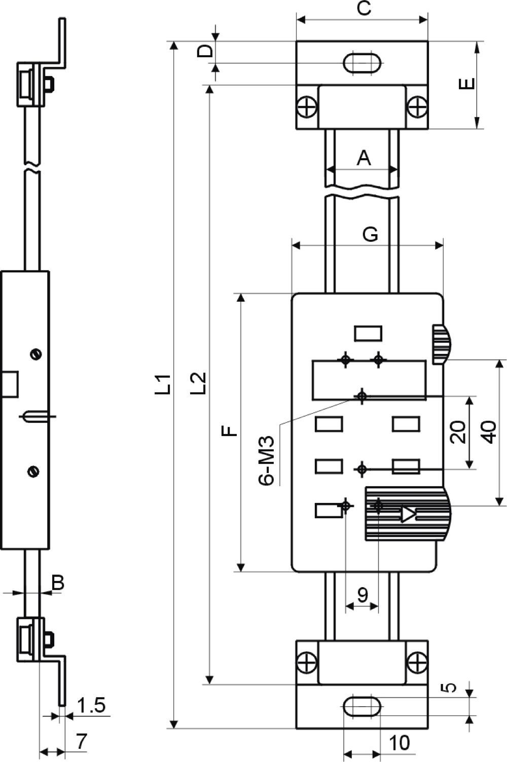Digitaler Einbau-Messschieber 0-400 mm - vertikal