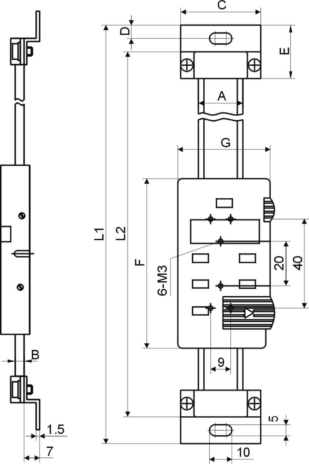 Digitaler Einbau-Messschieber 0-400 mm - vertikal