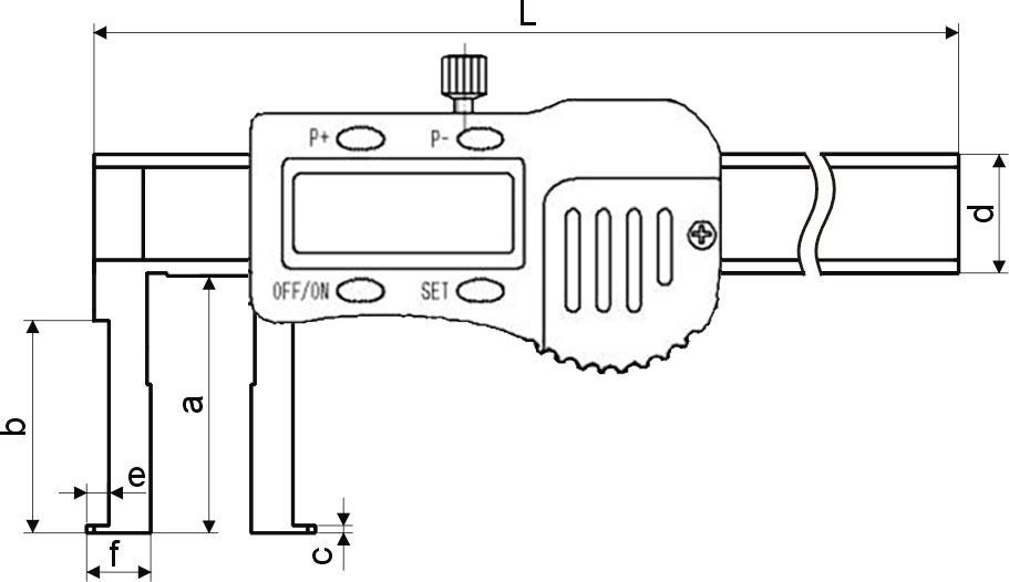 Digitaler Innen-Nuten-Messschieber 16-150 x 30 mm mit flachem Schnabel