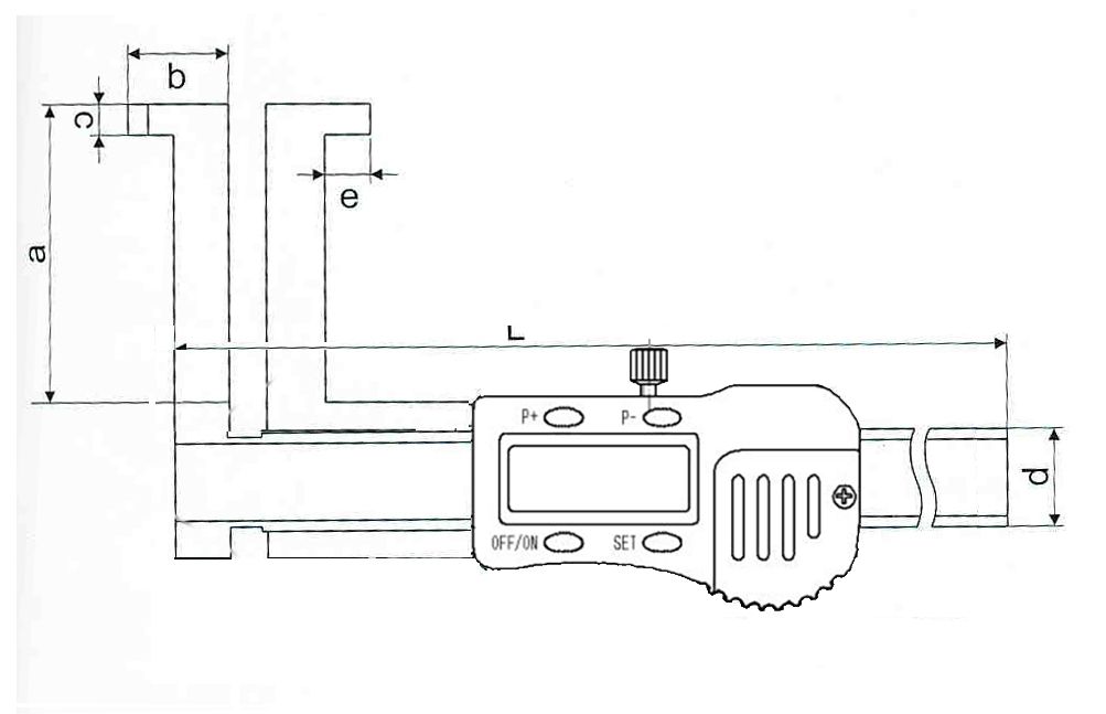 Digitaler Innen-Nuten-Messschieber 33-300 x 110 mm mit flachem Schnabel