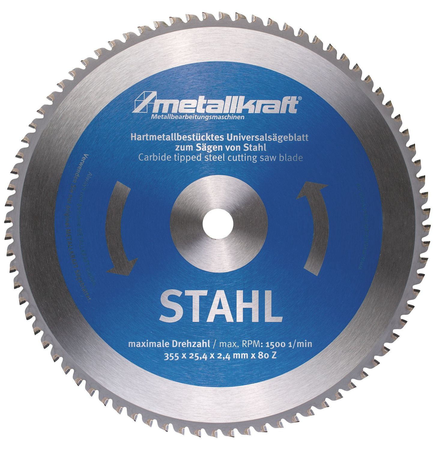 HM Metall-Kreissägeblatt Ø 355 / 25,4 x 2,4 mm | Z80 - Stahl