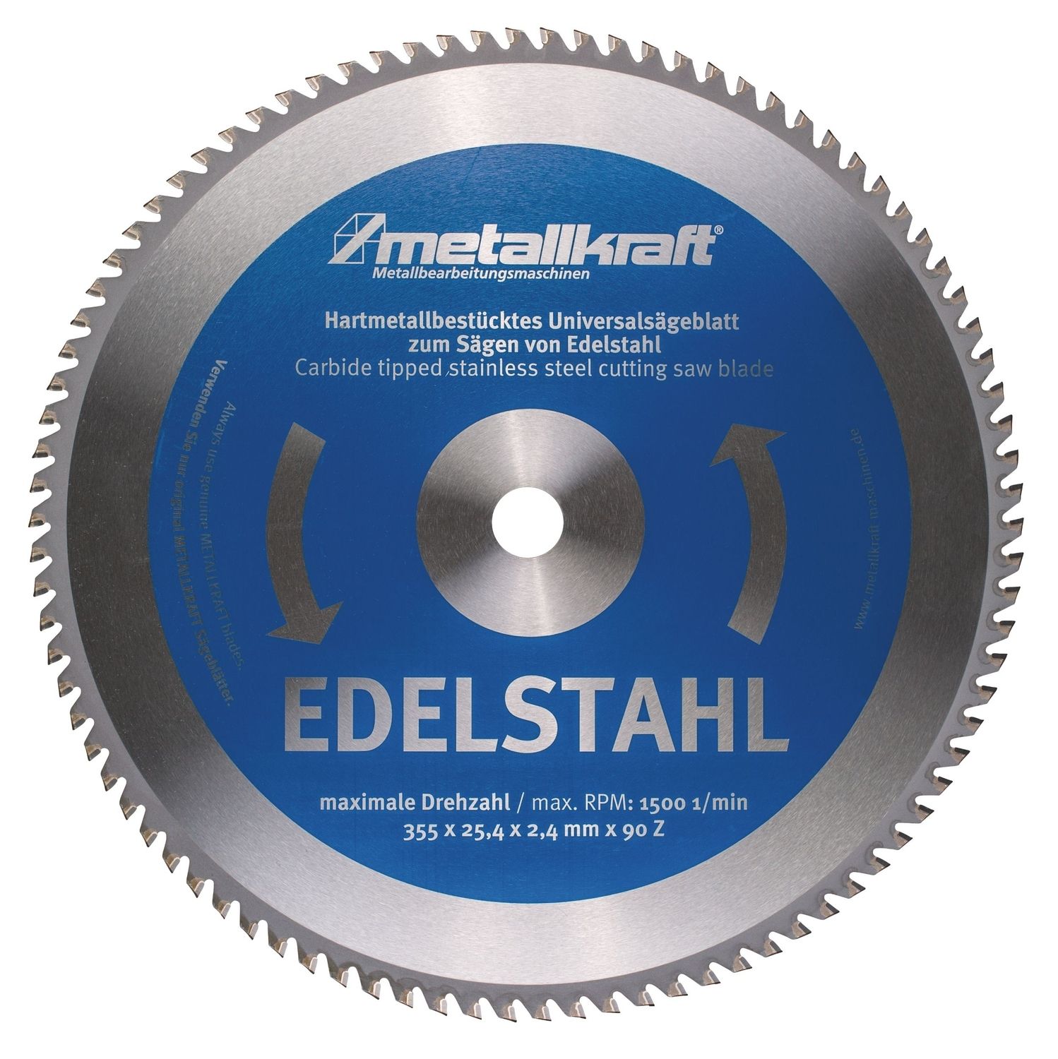 HM Metall-Kreissägeblatt Ø 355 / 25,4 x 2,4 mm | Z90 - Edelstahl