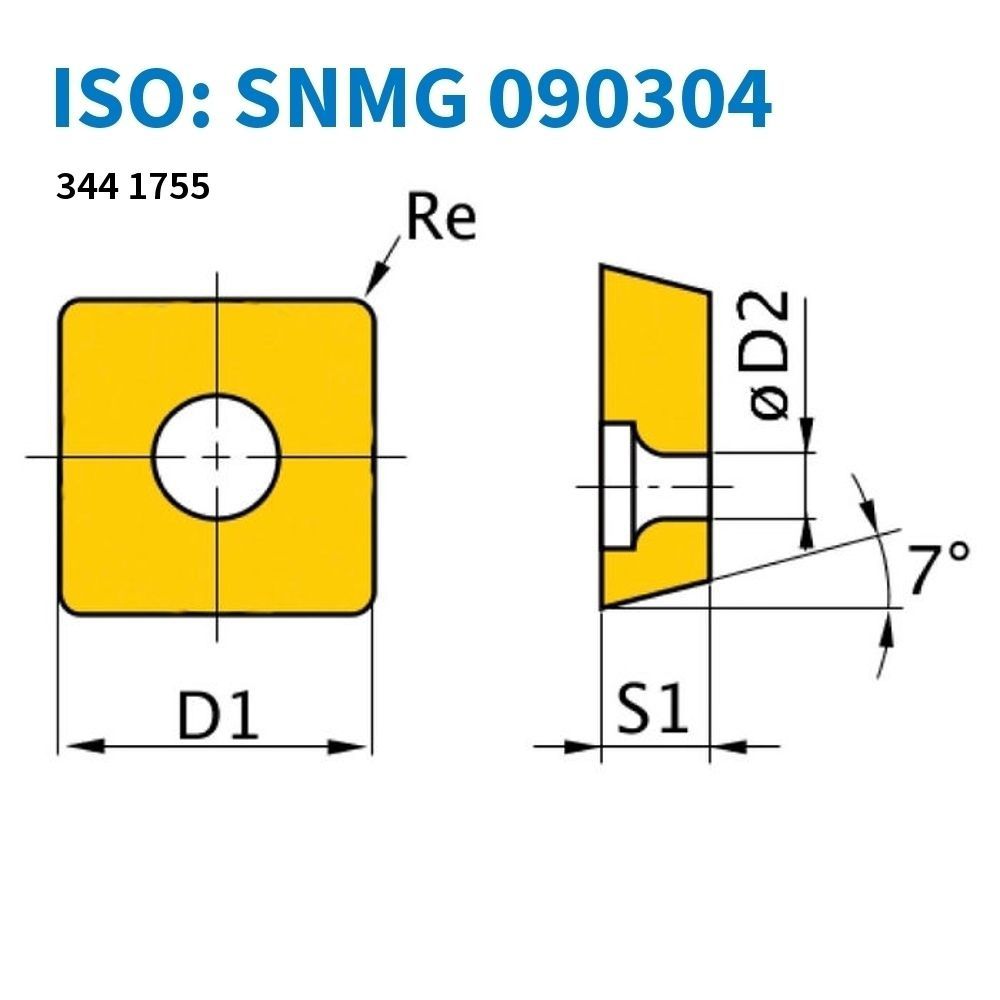 HM-TiN Wendeschneidplatte SNMG090304 / 5 St