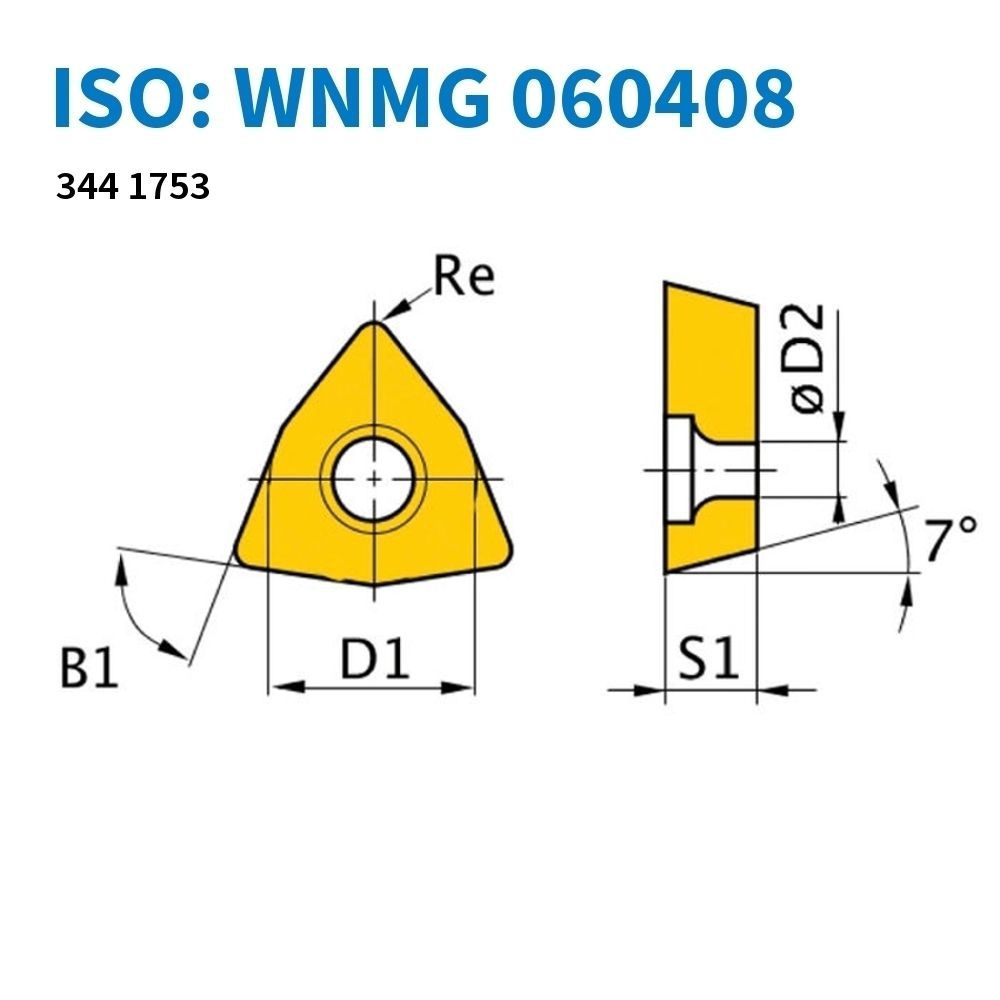 HM-TiN Wendeschneidplatte WNMG060408 / 5 St