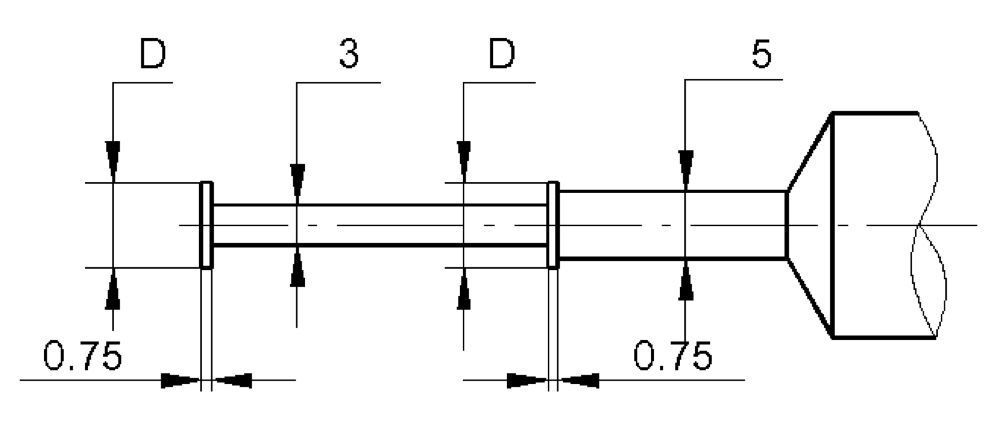 Innen-Quernuten-Messschraube 0-25 mm mit Messfläche Ø 13 x 0,75 mm