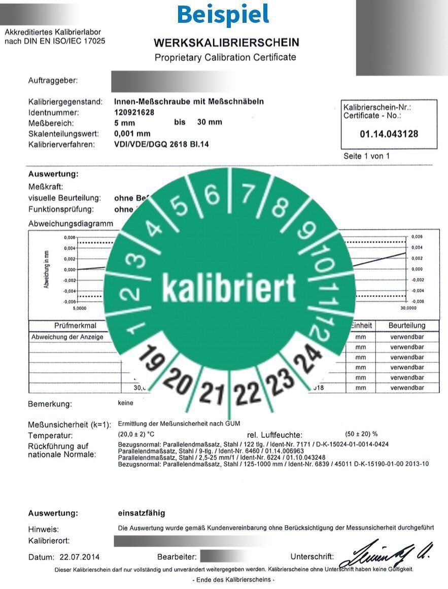 Kalibrierung Grenzlehrdorn Ø 2 - 50 mm | DIN 2245