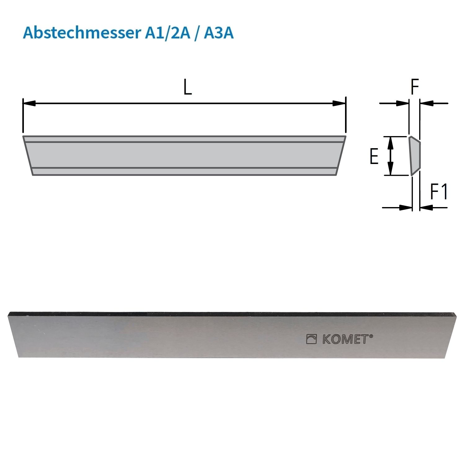 KOMET Abstechmesser A3A für Abstechhalter C