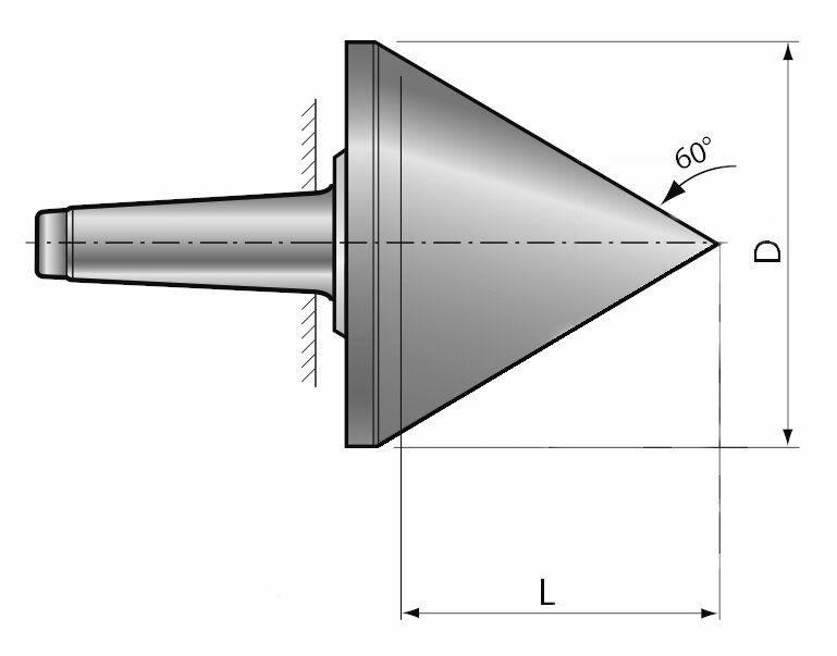 Mitlaufender Zentrierkegel Ø 135 mm spitz | 60° | MK2