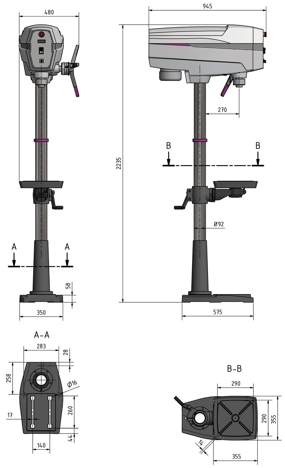 OPTIMUM Säulenbohrmaschine DP 33 - 400 V | SET mit Schraubstock