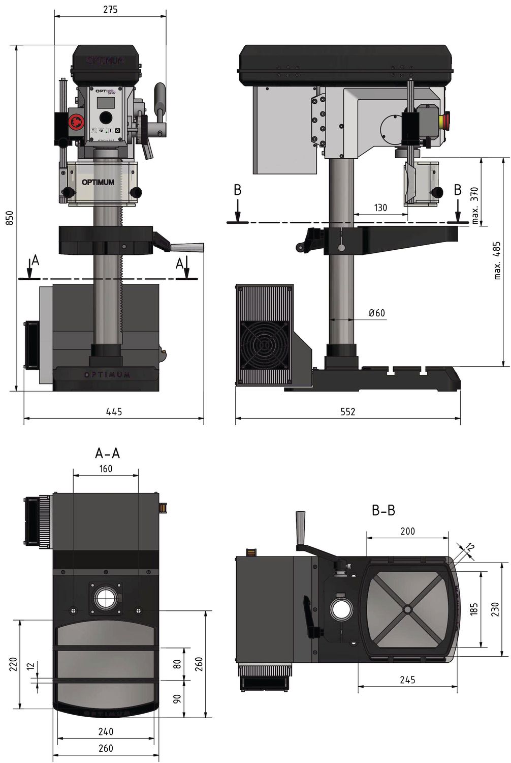 OPTIMUM Tischbohrmaschine DH 18 V | SET mit Schraubstock