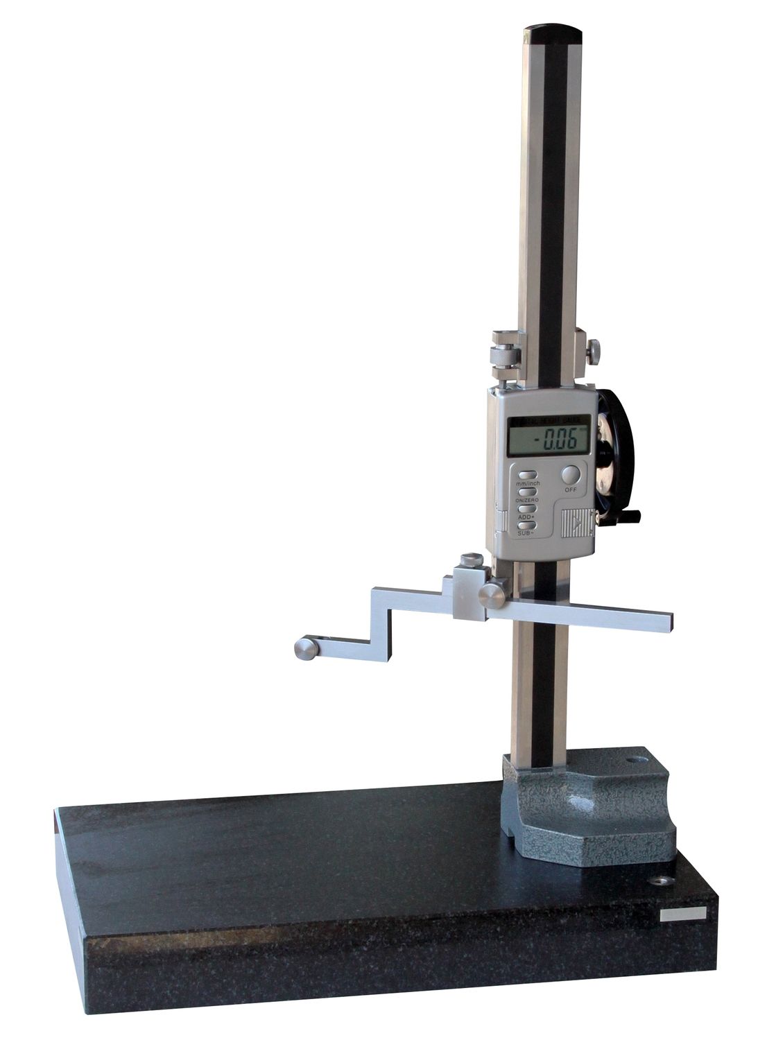Präzisions-Messtisch 400 x 250 mm mit Digitalanzeige, Messuhrsäule u. Granitplatte
