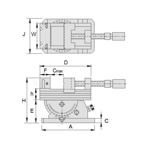 Sinus-Schraubstock mit hydraulischem Kraftverstärker SBH 125