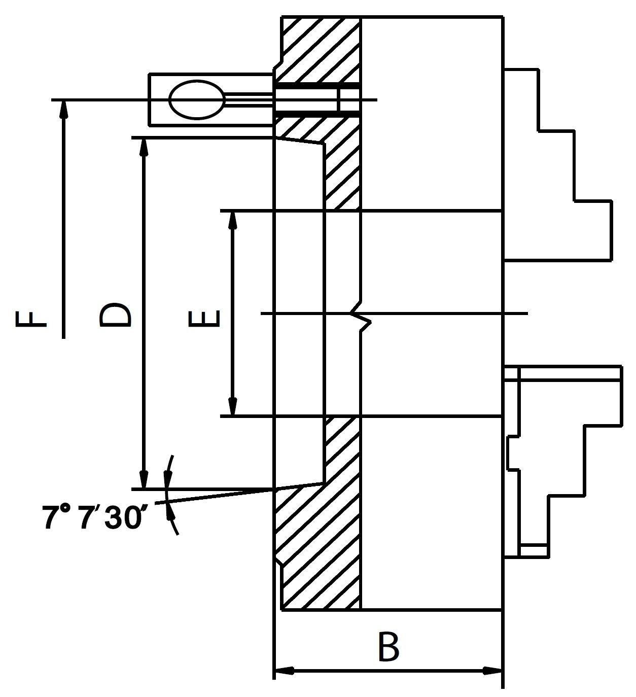Vierbacken-Drehfutter Ø 125 mm Stahl | DIN 55029-3